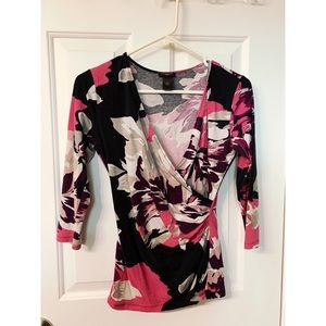 3/4 sleeve cross front shirt